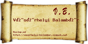 Vásárhelyi Balambér névjegykártya